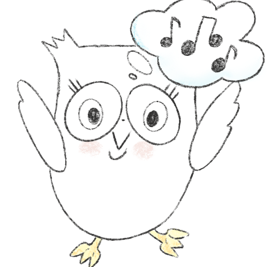 Eulenzeichnung mit Noten